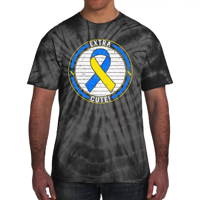 Extra Cute Ribbon Blue And Yellow World Down Syndrome Day Tie-Dye T-Shirt