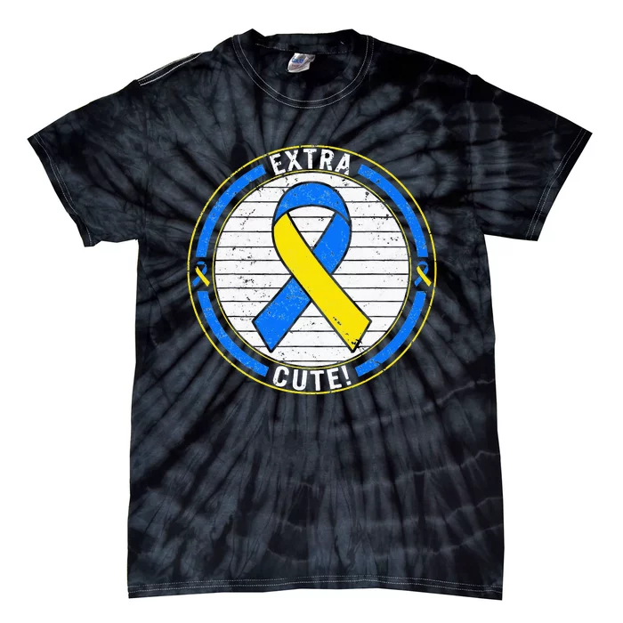 Extra Cute Ribbon Blue And Yellow World Down Syndrome Day Tie-Dye T-Shirt