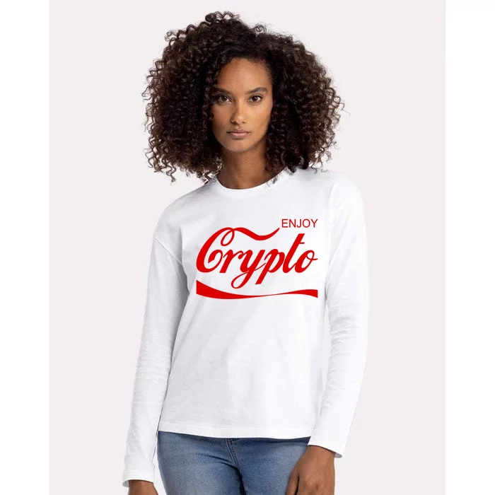 Enjoy Crypto Retro Cryptocurrency Bitcoin Womens Cotton Relaxed Long Sleeve T-Shirt