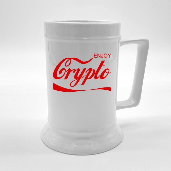 Enjoy Crypto Retro Cryptocurrency Bitcoin Front & Back Beer Stein