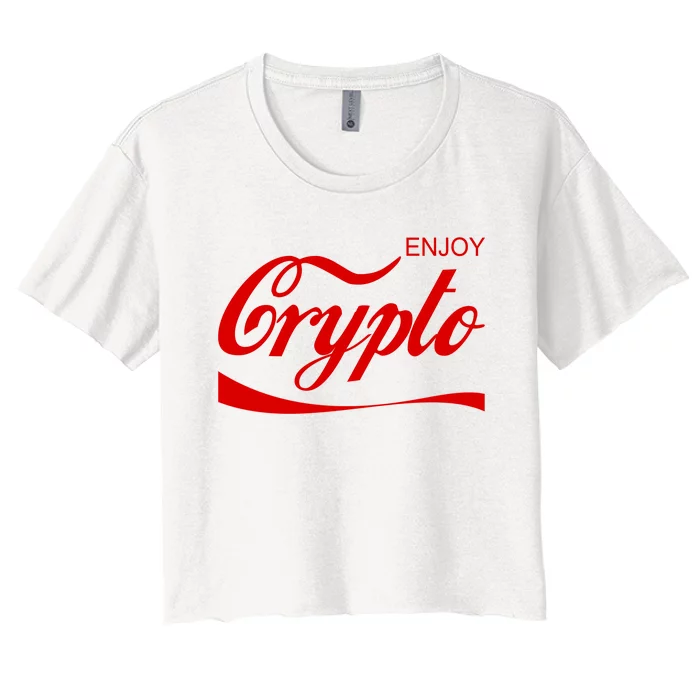 Enjoy Crypto Retro Cryptocurrency Bitcoin Women's Crop Top Tee