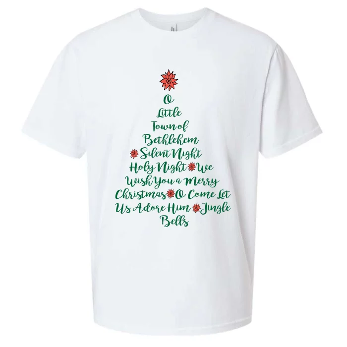 Elegant Christmas Songs As Tree And Poinsettia Topper Sueded Cloud Jersey T-Shirt