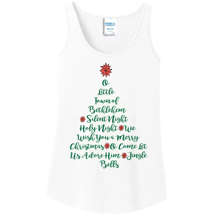 Elegant Christmas Songs As Tree And Poinsettia Topper Ladies Essential Tank