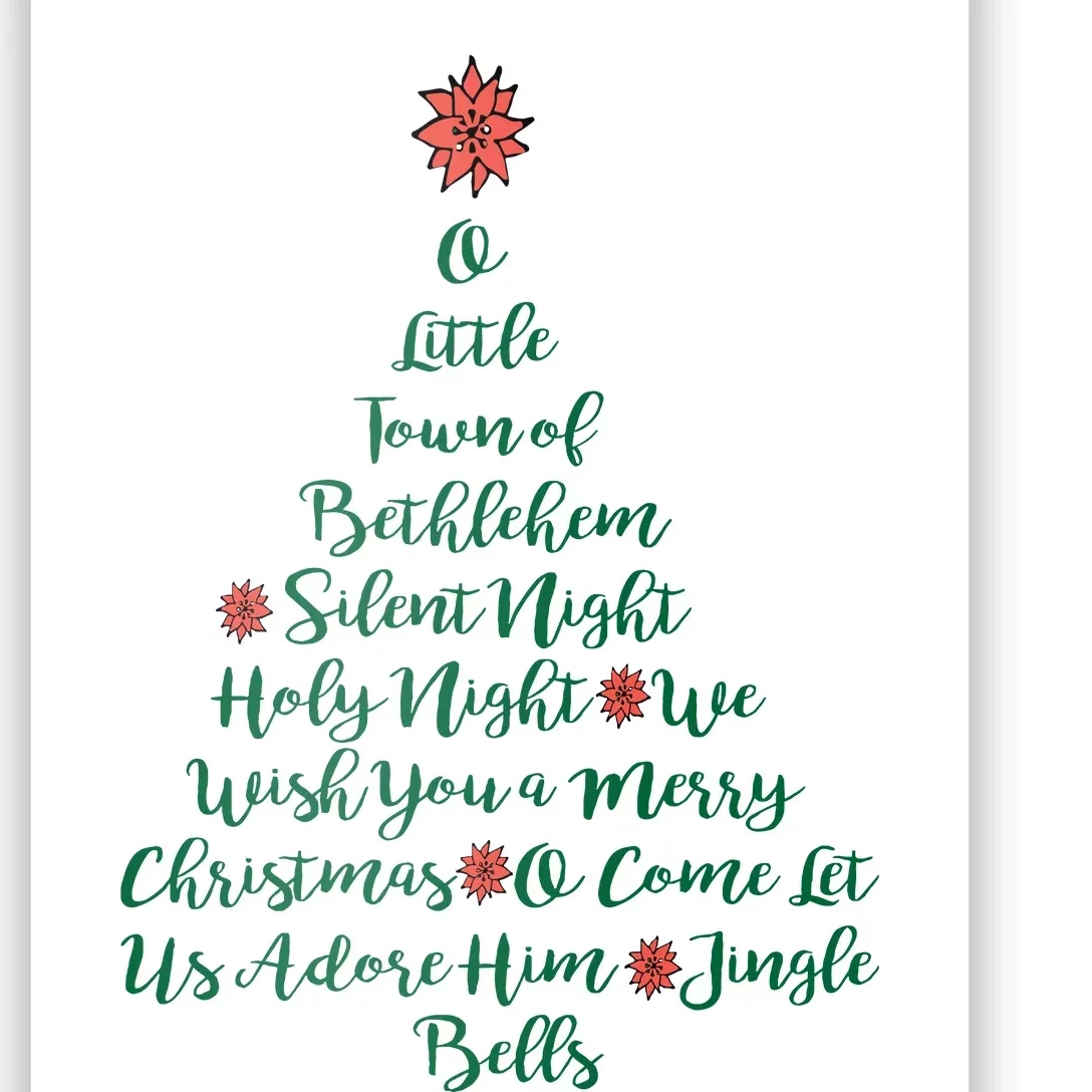 Elegant Christmas Songs As Tree And Poinsettia Topper Poster