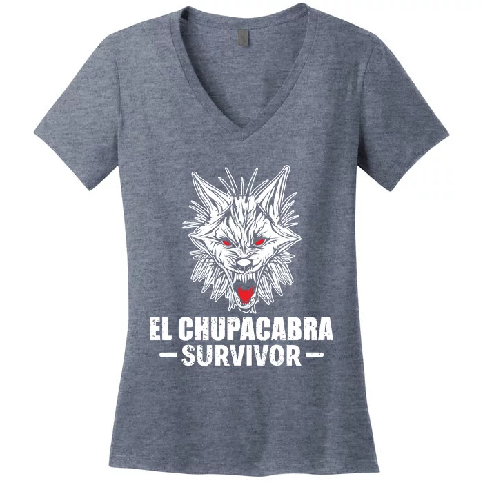 El Chupacabra Survivor Cryptozoology Women's V-Neck T-Shirt