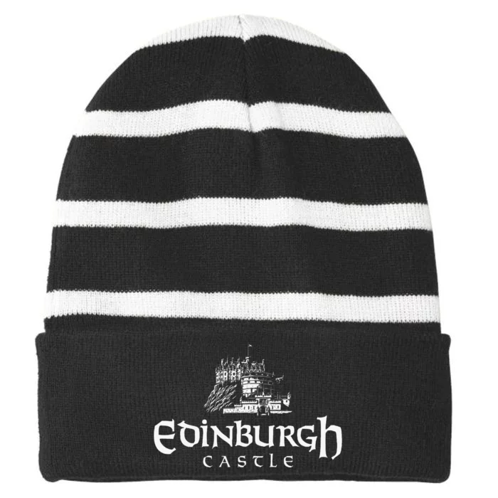 Edinbugh Castle Scotland Striped Beanie with Solid Band