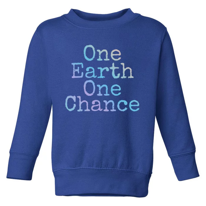 Earth Conservation Save The Planet Gift One Earth One Chance Great Gift Toddler Sweatshirt