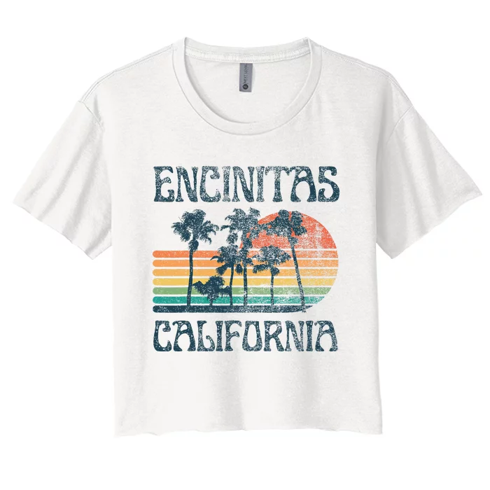 Encinitas California Summer Vacation Vintage Women's Crop Top Tee