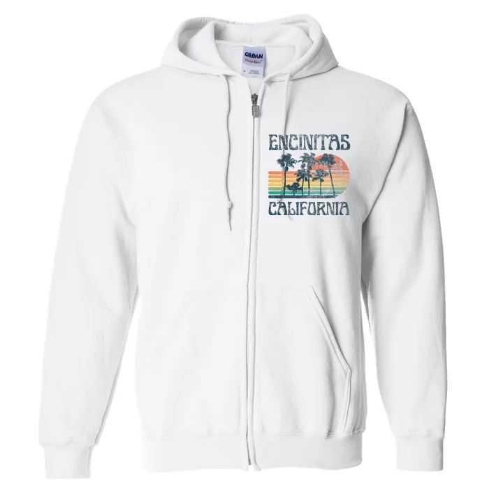 Encinitas California Summer Vacation Vintage Full Zip Hoodie