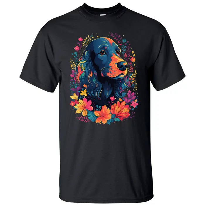 English Cocker Spaniel in the Garden Spring Flowers Cute Dog Tall T-Shirt