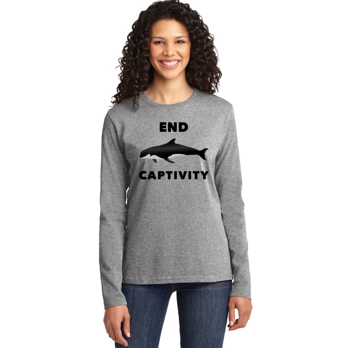 End Captivity Save The Whales Meaningful Gift Ladies Long Sleeve Shirt