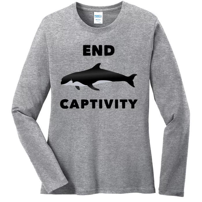 End Captivity Save The Whales Meaningful Gift Ladies Long Sleeve Shirt