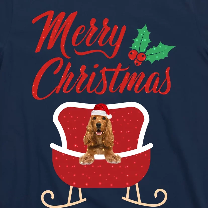 English Cocker Spaniel Dog Merry Christmas Design For The Holiday Season! T-Shirt