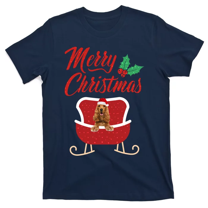 English Cocker Spaniel Dog Merry Christmas Design For The Holiday Season! T-Shirt