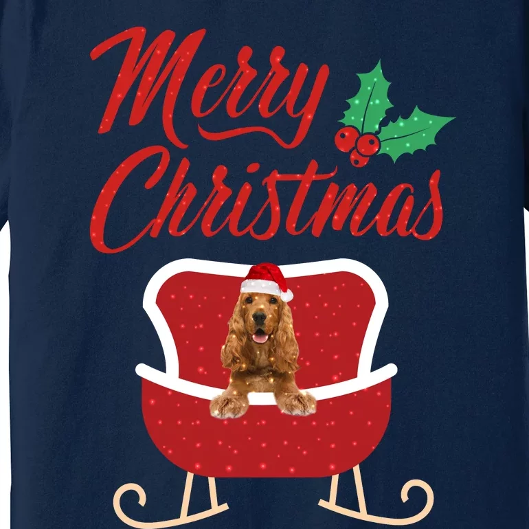 English Cocker Spaniel Dog Merry Christmas Design For The Holiday Season! Premium T-Shirt