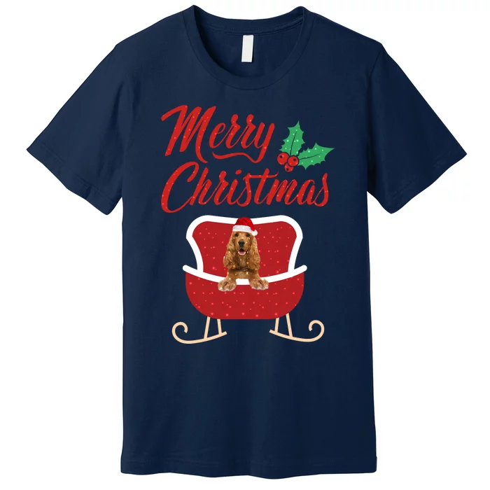 English Cocker Spaniel Dog Merry Christmas Design For The Holiday Season! Premium T-Shirt