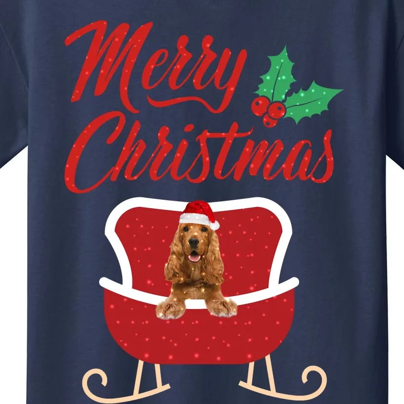 English Cocker Spaniel Dog Merry Christmas Design For The Holiday Season! Kids T-Shirt