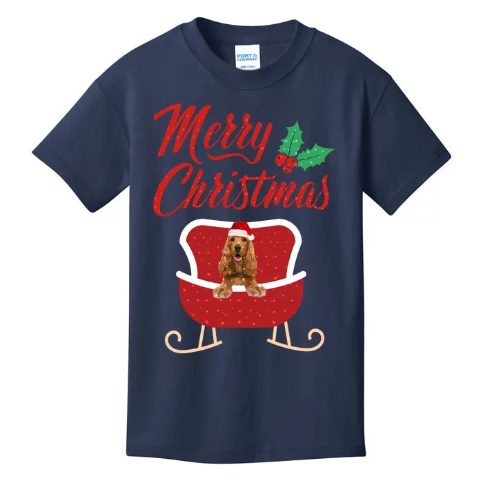 English Cocker Spaniel Dog Merry Christmas Design For The Holiday Season! Kids T-Shirt