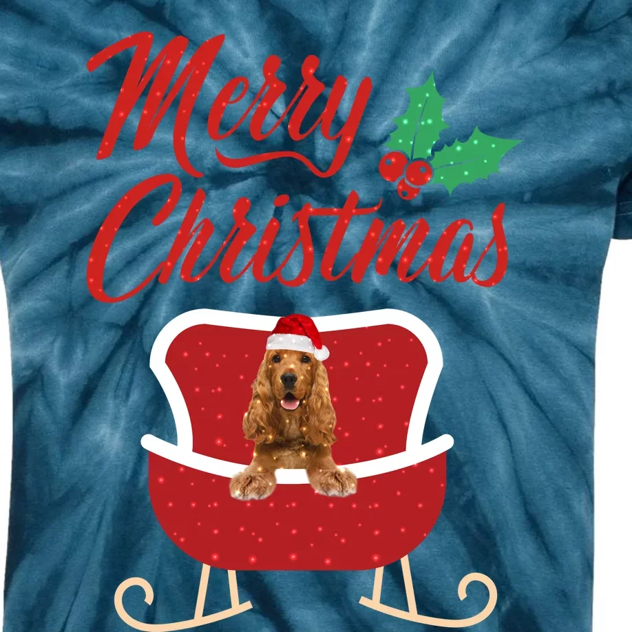 English Cocker Spaniel Dog Merry Christmas Design For The Holiday Season! Kids Tie-Dye T-Shirt