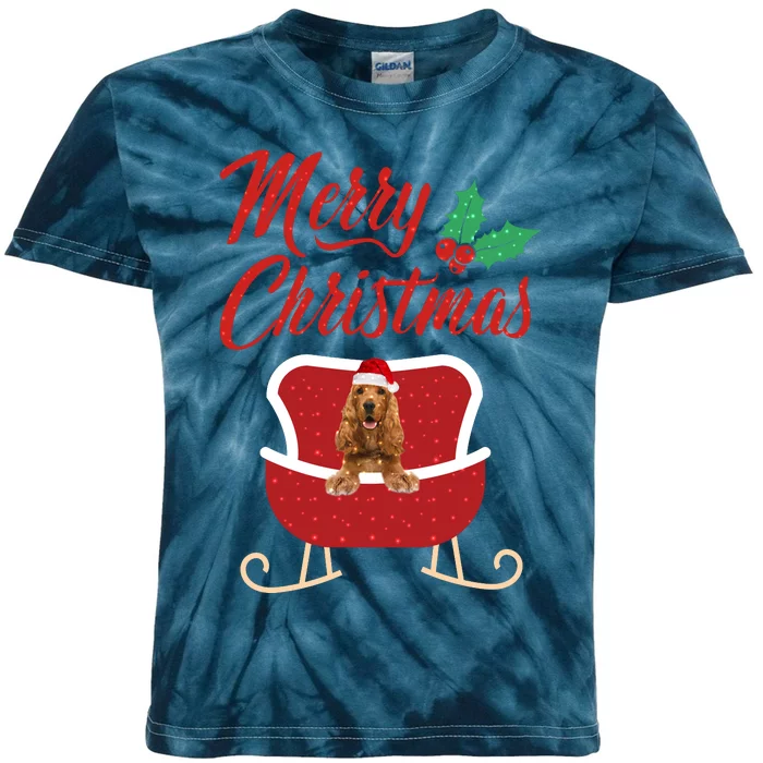 English Cocker Spaniel Dog Merry Christmas Design For The Holiday Season! Kids Tie-Dye T-Shirt