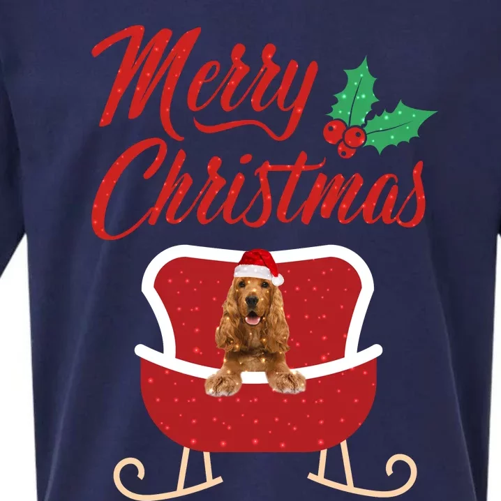 English Cocker Spaniel Dog Merry Christmas Design For The Holiday Season! Sueded Cloud Jersey T-Shirt