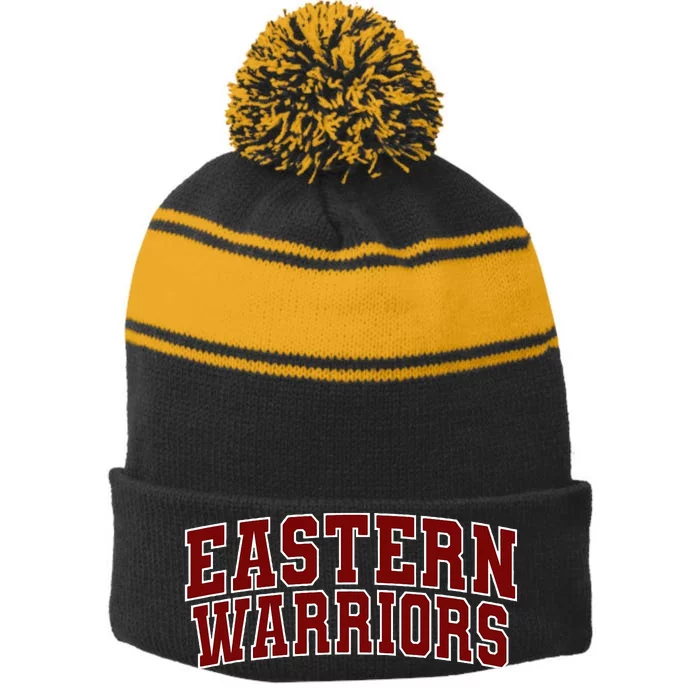 Eastern Connecticut State University Warriors Stripe Pom Pom Beanie