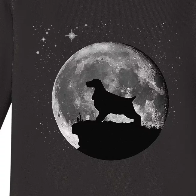 English Cocker Spaniel Dog Moon funny animal Baby Long Sleeve Bodysuit