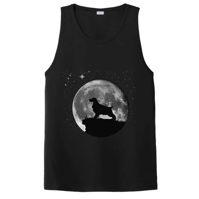 English Cocker Spaniel Dog Moon funny animal Performance Tank