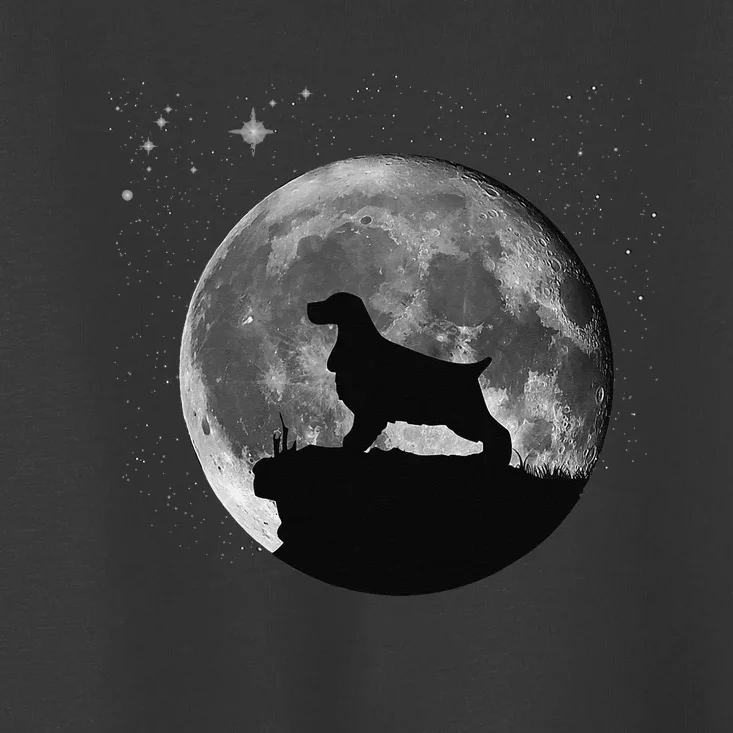 English Cocker Spaniel Dog Moon funny animal Toddler T-Shirt