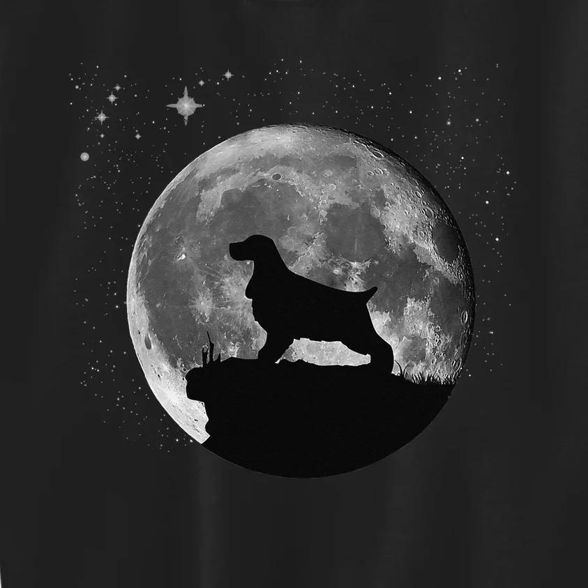 English Cocker Spaniel Dog Moon funny animal Kids Sweatshirt