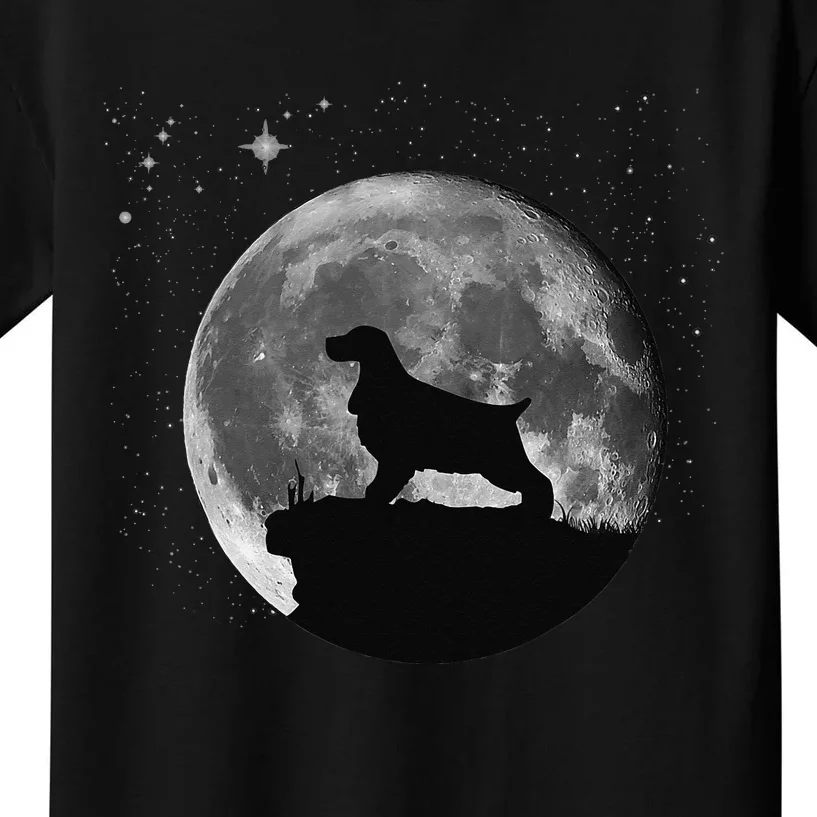 English Cocker Spaniel Dog Moon funny animal Kids T-Shirt