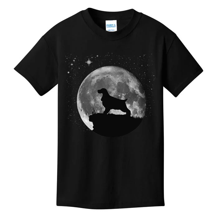 English Cocker Spaniel Dog Moon funny animal Kids T-Shirt