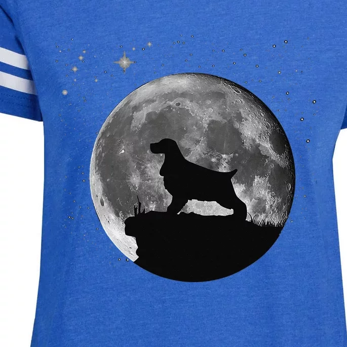 English Cocker Spaniel Dog Moon funny animal Enza Ladies Jersey Football T-Shirt