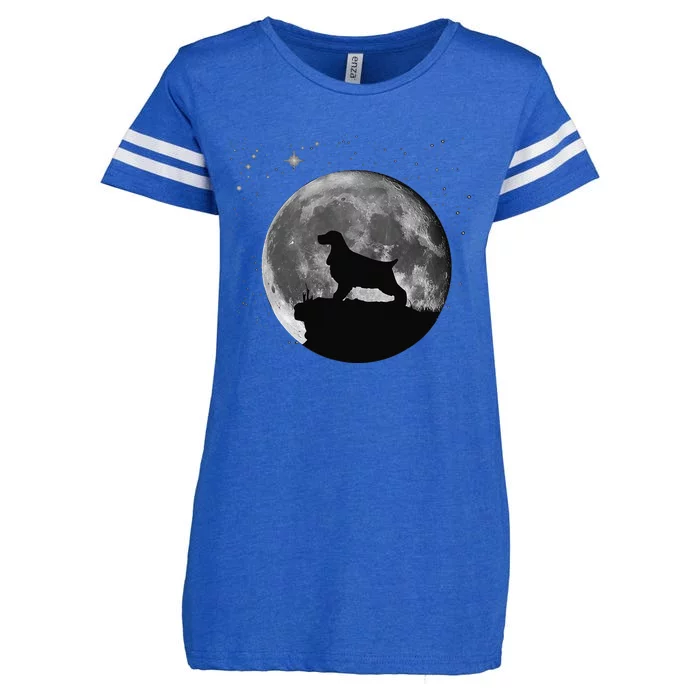 English Cocker Spaniel Dog Moon funny animal Enza Ladies Jersey Football T-Shirt