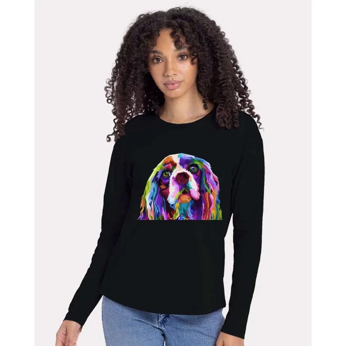 English Cocker Spaniel Pop Portrait funny Dog Owner Womens Cotton Relaxed Long Sleeve T-Shirt