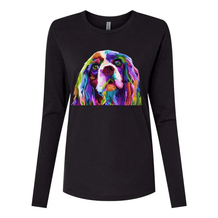 English Cocker Spaniel Pop Portrait funny Dog Owner Womens Cotton Relaxed Long Sleeve T-Shirt