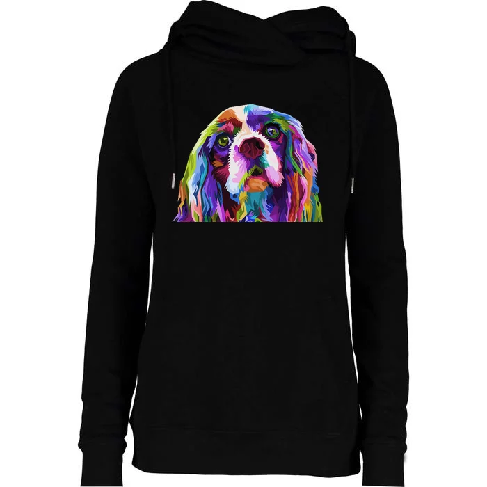 English Cocker Spaniel Pop Portrait funny Dog Owner Womens Funnel Neck Pullover Hood