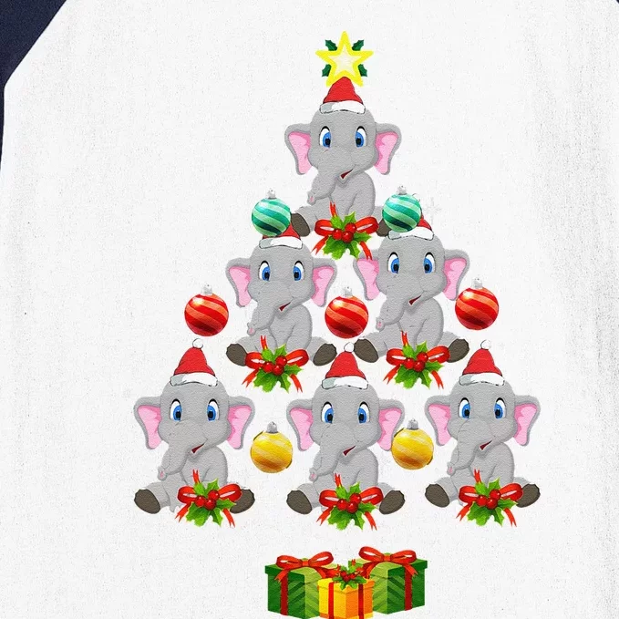 Elephants Christmas Tree Ornaments Santa Funny Xmas Pajama Baseball Sleeve Shirt