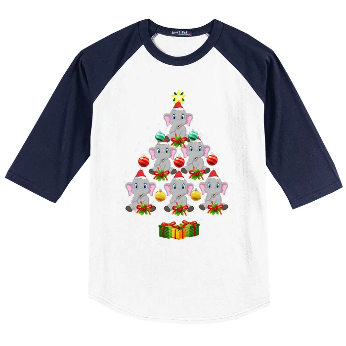 Elephants Christmas Tree Ornaments Santa Funny Xmas Pajama Baseball Sleeve Shirt