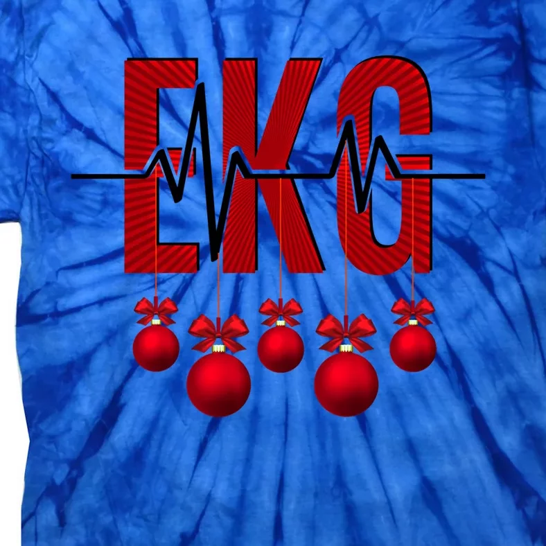 Ekg Christmas Technician Heartbeat Funny Cardiology Nurse Gift Tie-Dye T-Shirt