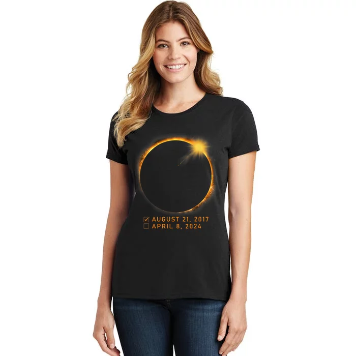 Eclipse Checklist Total Solar Eclipse April 8 2024 Eclipse Women's T-Shirt