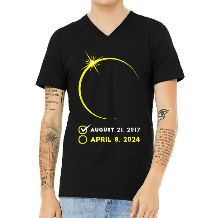 Eclipse Checklist Total Solar Eclipse April 8 2024 Eclipse V-Neck T-Shirt