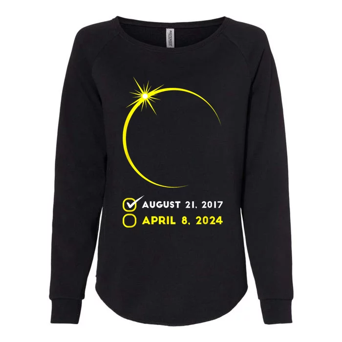 Eclipse Checklist Total Solar Eclipse April 8 2024 Eclipse Womens California Wash Sweatshirt