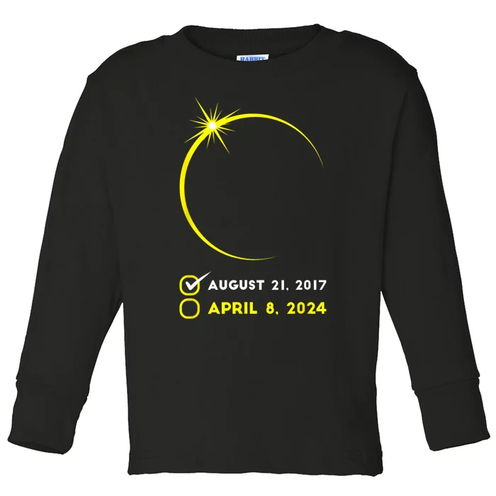 Eclipse Checklist Total Solar Eclipse April 8 2024 Eclipse Toddler Long Sleeve Shirt