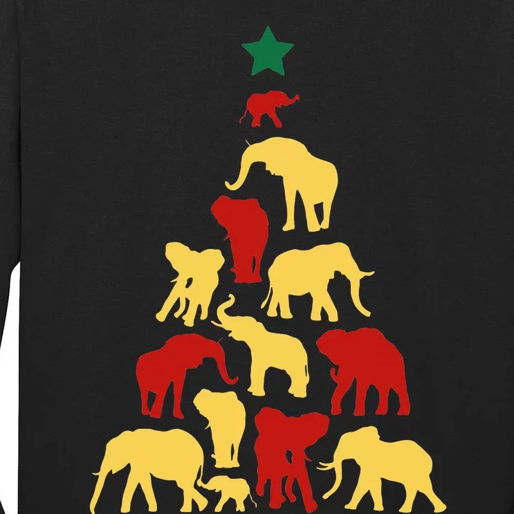 Elephant Christmas tree South Africa Safari animals Xmas Tall Long Sleeve T-Shirt