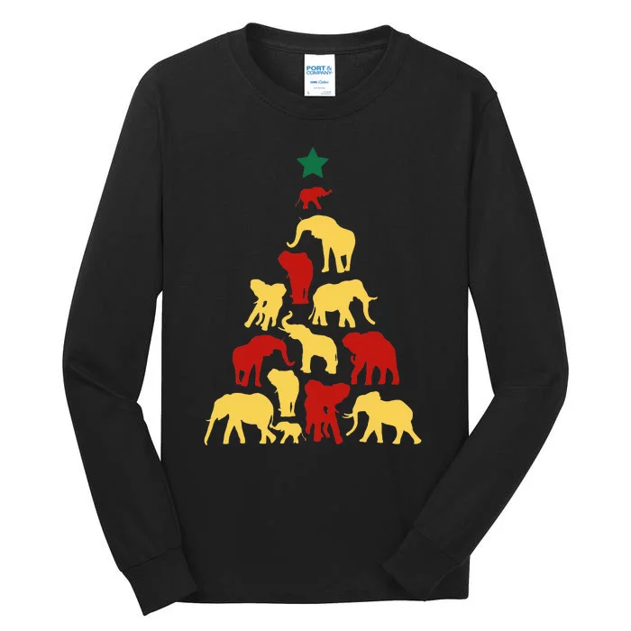 Elephant Christmas tree South Africa Safari animals Xmas Tall Long Sleeve T-Shirt