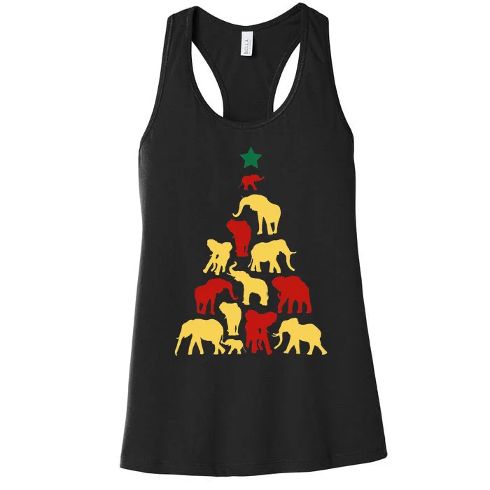 Elephant Christmas tree South Africa Safari animals Xmas Women's Racerback Tank