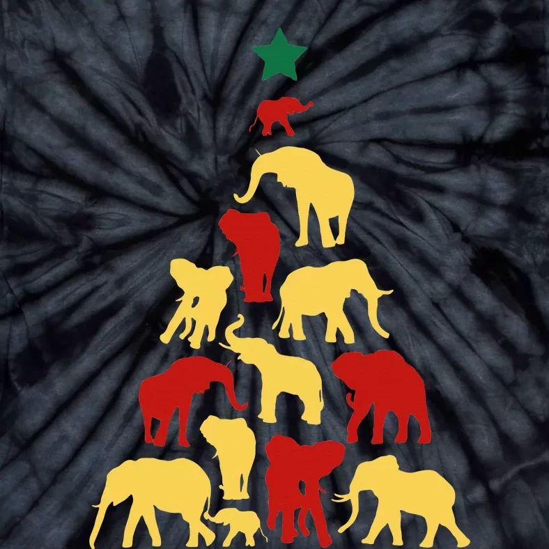 Elephant Christmas tree South Africa Safari animals Xmas Tie-Dye T-Shirt