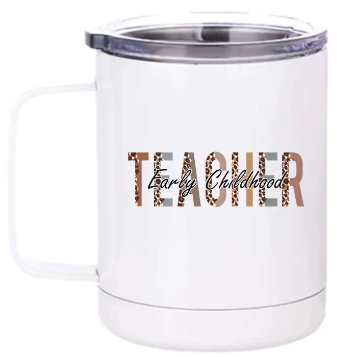 Early Childhood Teacher First Day Of School Leopard Sweatshirt Front & Back 12oz Stainless Steel Tumbler Cup