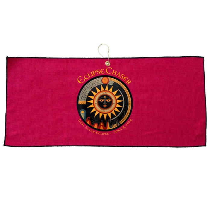 Eclipse Chaser Total Solar Eclipse 2024 Large Microfiber Waffle Golf Towel